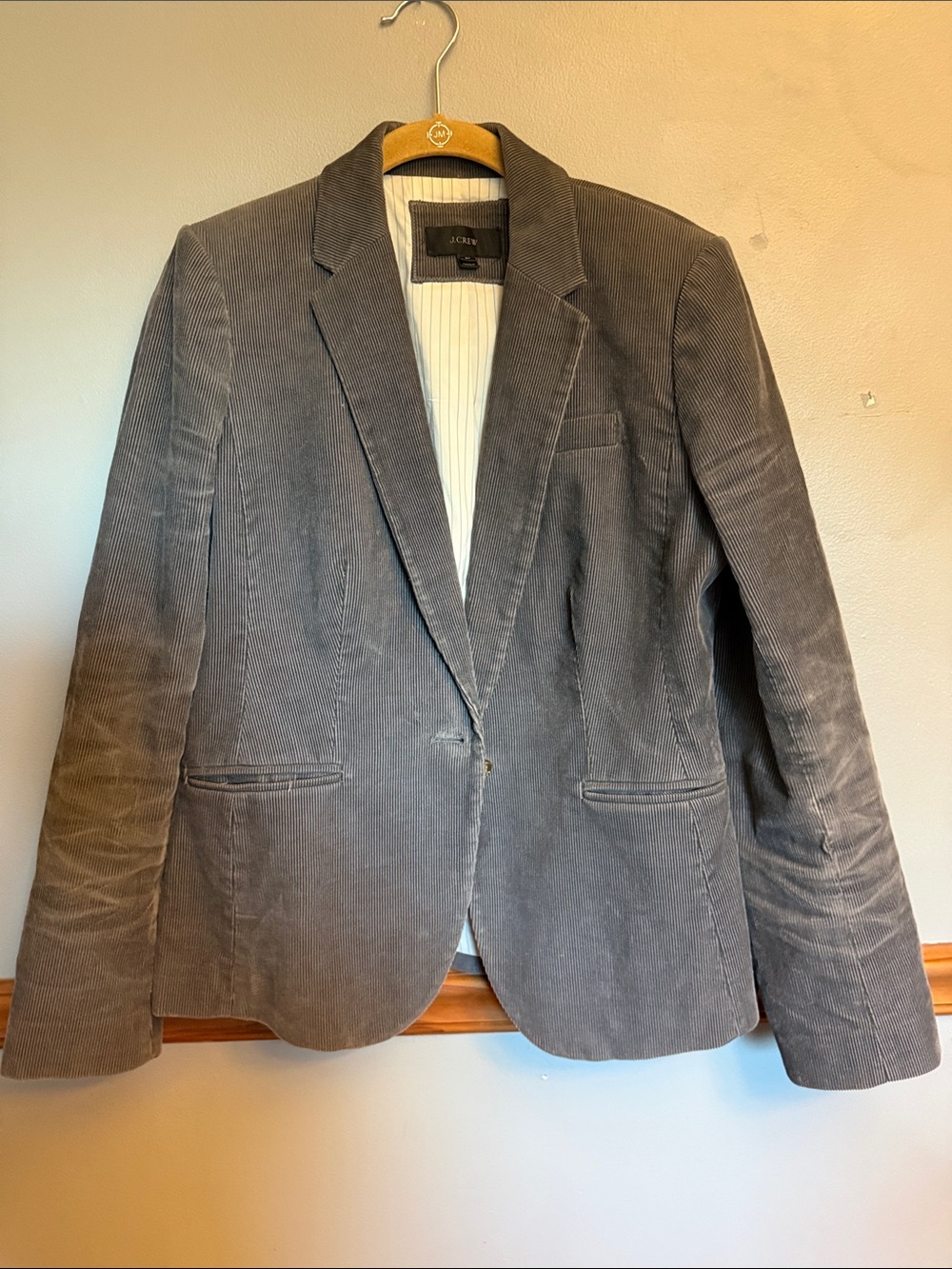 J. Crew Men's Gray Corduroy Single-Button Blazer